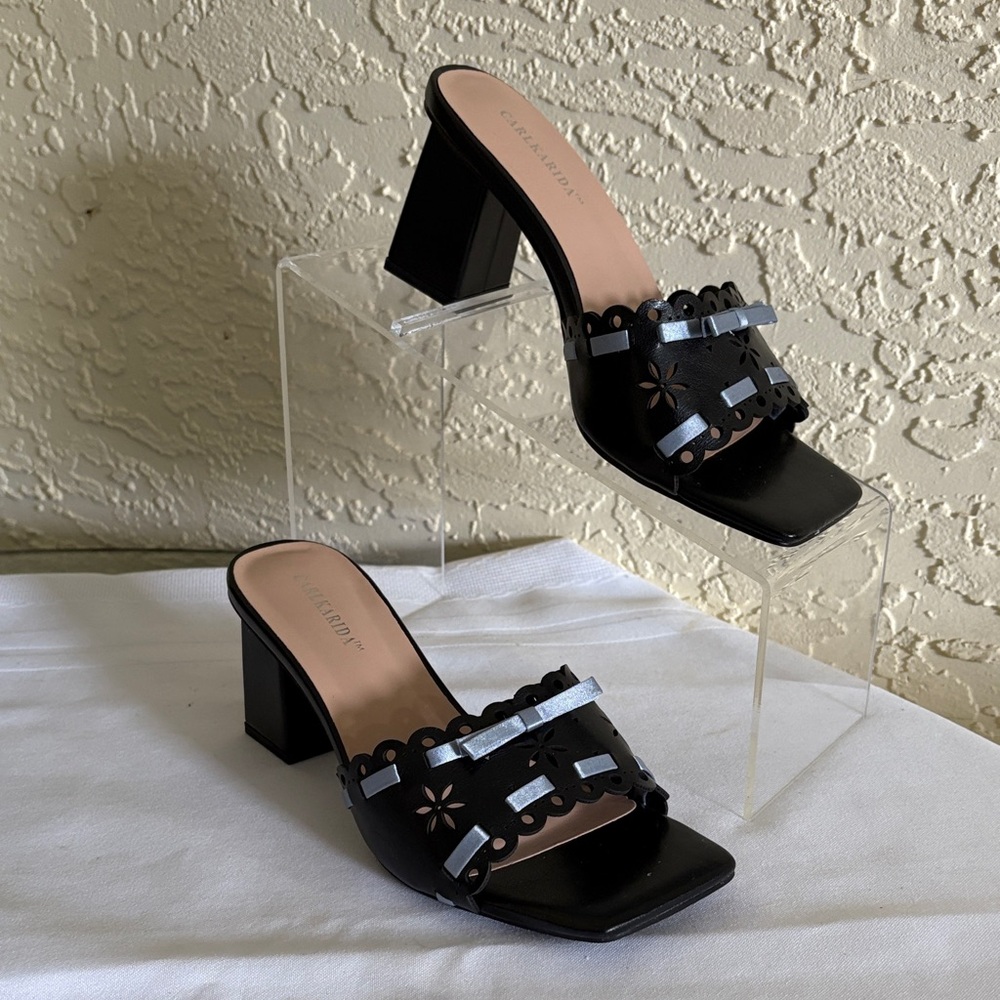 Women’s heeled sandals open toe mules chunky heels casual dress sandal size. 5.5